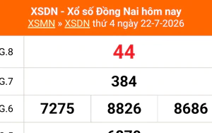 XSDN 22/7 - Kết quả xổ số Đồng Nai hôm nay 22/7/2026 - Trực tiếp XSDN ngày 22 tháng 7