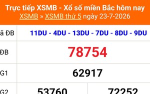XSMB 23/7- Kết quả Xổ số miền Bắc hôm nay 23/7/2026 - Kết quả XSMB thứ Năm ngày 23 tháng 7