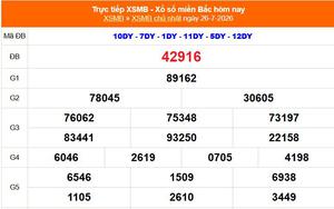 XSMB 26/7- Kết quả Xổ số miền Bắc hôm nay 26/7/2026 - Kết quả XSMB Chủ Nhật ngày 26 tháng 7