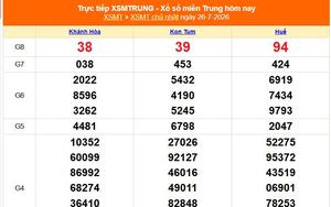 XSMT 26/7- Kết quả xổ số miền Trung hôm nay 26/7/2026 - Kết quả XSMT Chủ Nhật ngày 26 tháng 7