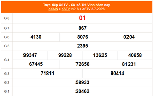XSTV 3/7- Kết quả xổ số Trà Vinh hôm nay 3/7/2026 - Trực tiếp XSTV ngày 3 tháng 7
