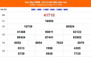XSMB 31/7- Kết quả Xổ số miền Bắc hôm nay 31/7/2026 - Kết quả XSMB thứ Sáu ngày 31 tháng 7