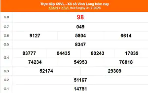 XSVL 31/7 - Kết quả xổ số Vĩnh Long hôm nay 31/7/2026 - Trực tiếp XSVL ngày 31 tháng 7