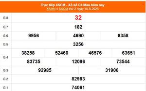 XSCM 10/8 - Kết quả xổ số Cà Mau hôm nay 10/8/2026 - Trực tiếp XSCM ngày 10 tháng 8