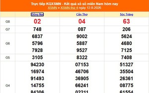 XSMN 12/8 - Kết quả xổ số miền Nam hôm nay 12/8/2026 - Trực tiếp XSMN ngày 12 tháng 8