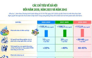 Các chỉ tiêu về xã hội đến năm 2030, năm 2035 và năm 2045
