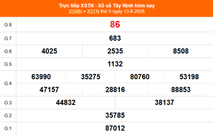 XSTN 13/8 - Kết quả xổ số Tây Ninh hôm nay 13/8/2026 - Trực tiếp XSTN ngày 13 tháng 8