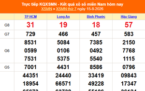 XSMN 15/8 - Kết quả xổ số miền Nam hôm nay 15/8/2026 - Trực tiếp XSMN ngày 8 tháng 8