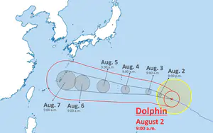 Siêu bão DOLPHIN giảm cấp, di chuyển về phía Okinawa (Nhật Bản)