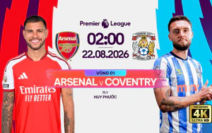 Link xem trực tiếp bóng đá Arsenal vs Coventry City 02h00 ngày 22/8, vòng 1 Ngoại hạng Anh