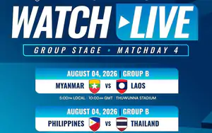 Lịch thi đấu ASEAN Cup 2026 hôm nay 4/8