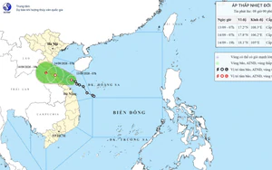 Áp thấp nhiệt đới giữ cường độ, di chuyển nhanh trên vùng biển Quảng Trị - Huế