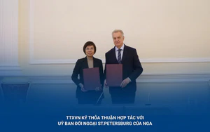 TTXVN ký thỏa thuận hợp tác với Uỷ ban Đối ngoại St.Petersburg của Nga