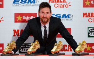 Messi lại lảng tránh chuyện hợp đồng trong ngày nhận Giày vàng châu Âu