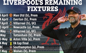 Liverpool còn 11 trận đấu để hướng tới cú 'ăn 4' lịch sử