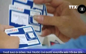 Thuê bao di động trả trước sẽ chỉ được khuyến mại tối đa 20% từ ngày 1/3