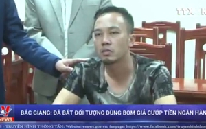 Video clip bắt đối tượng dùng bom giả cướp tiền ngân hàng tại Bắc Giang