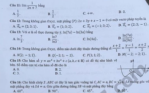 Đáp án toàn bộ 24 mã đề thi toán THPT Quốc Gia 2018
