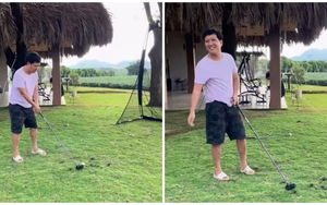 Trường Giang đi dép tổ ong, kể cả lúc đánh golf