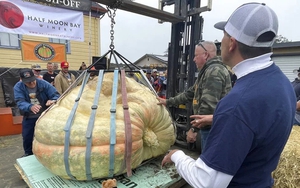 Quả bí ngô nặng hơn 1,1 tấn lập kỷ lục tại Mỹ