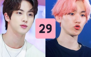 Jin BTS cùng dàn sao nam K-Pop gây 'choáng' khi chuẩn bị bước sang tuổi 29 nhưng ngoại hình vẫn 'trẻ măng'