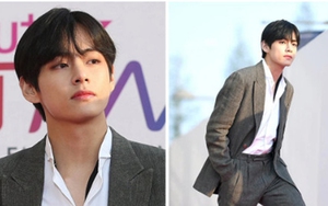 V (BTS) trông chẳng khác gì một CEO trên thảm đỏ giải Âm nhạc The Fact