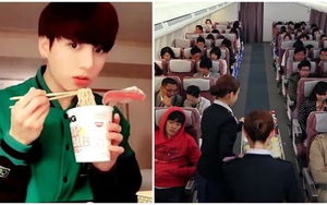 BTS ‘tài’ đến mức khiến toàn bộ hành khách trên máy bay ăn mì ramen
