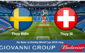 Dự đoán có thưởng World Cup 2018: Trận Thụy Điển – Thụy Sĩ (Vòng 1/8)