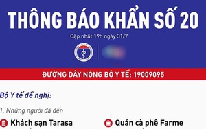 Thông báo khẩn số 20 của Bộ Y tế