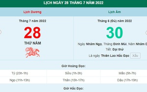 Xem ngày 28 tháng 7 năm 2022 là ngày tốt hay xấu?