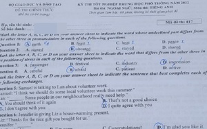 Đề thi và đáp án Tiếng Anh tốt nghiệp THPT 2022