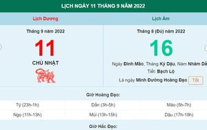 Lịch âm 11/9, xem lịch Chủ nhật ngày 11 tháng 9 năm 2022 là ngày tốt hay xấu?