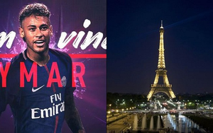 Tháp Eiffel đổi màu để chào đón Neymar. PSG 'chọc quê' Pique
