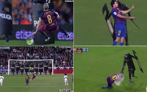 HÀI HƯỚC: Cảnh sát 'phạm lỗi' với Messi, Iniesta ở 'Kinh điển'