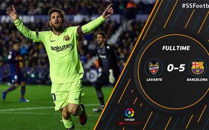 Video clip bàn thắng Levante 0-5 Barca: Bàn tay nhỏ của Messi và đồng đội