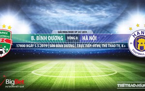 Bình Dương vs Hà Nội: Trực tiếp bóng đá và nhận định (17h00 ngày 5/5), V League 2019 vòng 8