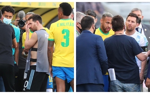 Messi và Neymar ngán ngẩm khi nhân viên y tế vào sân bắt 4 cầu thủ Argentina