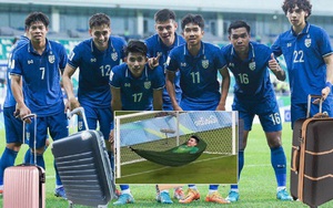 Ảnh chế: U23 Thái Lan xách vali về nước. Thủ môn Văn Chuẩn mắc võng trong khung thành