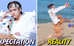 Chết cười V BTS chơi bóng chuyền mà như múa ballet