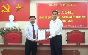 Bổ nhiệm ông Nguyễn Văn Mạnh làm Bí thư Thành ủy Phúc Yên