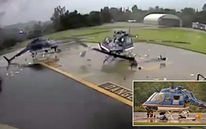 VIDEO: Kinh hoàng cảnh 2 trực thăng 'chém nhau' nát bươm bằng cánh quạt vì khoảng cách đỗ quá gần