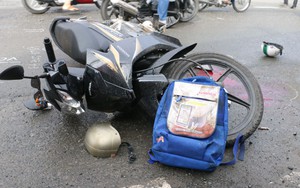 Xe tải đâm liên hoàn 8 xe máy, 11 người nhập viện cấp cứu