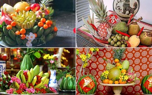 Mâm ngũ quả trên bàn thờ Tết Nhâm Dần 2022 chuẩn Phúc Quý Thọ Khang Ninh