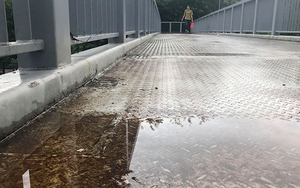 Cầu vượt dành cho người đi bộ Hà Nội ướt nhẹp, trơn trượt, xả rác bừa bãi