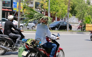 Người dân Hà Nội kháng cự với cái nắng kỷ lục bằng 'lá chắn di động'