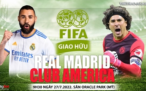 Soi kèo nhà cái Real Madrid vs Club America. Nhận định, dự đoán bóng đá Giao hữu CLB (09h30, 27/7)