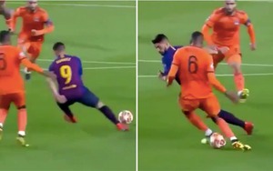 Luis Suarez khiến cầu thủ Lyon ngã nhào mà không cần chạm bóng