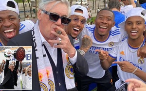 ‘Bố già’ Ancelotti hút xì gà, ăn mừng cực ngầu sau chiến tích vô địch La Liga