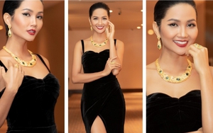 H’Hen Niê gây chú ý khi diện trang phục đen kết hợp phụ kiện vàng rực