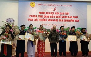 Trao giải thưởng Văn nghệ Dân gian và phong tặng danh hiệu Nghệ nhân dân gian năm 2020